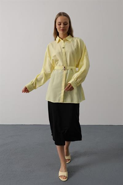 Kuşak Detaylı Tunik Gömlek - Sarı
