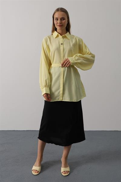 Kuşak Detaylı Tunik Gömlek - Sarı