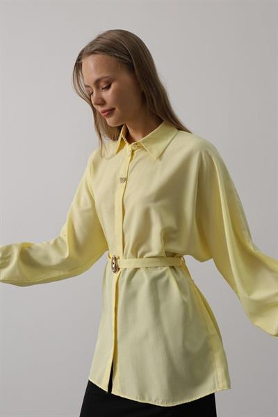 Kuşak Detaylı Tunik Gömlek - Sarı