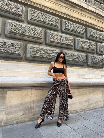 LEOPAR DESEN SALAŞ PANTOLON - Leopar