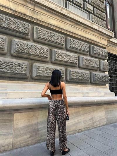 LEOPAR DESEN SALAŞ PANTOLON - Leopar