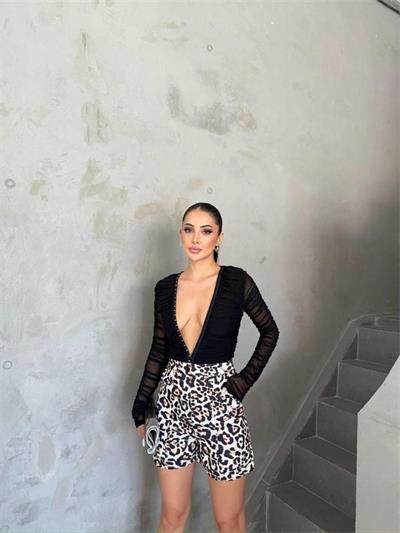LEOPAR DESEN ŞORT - Bej