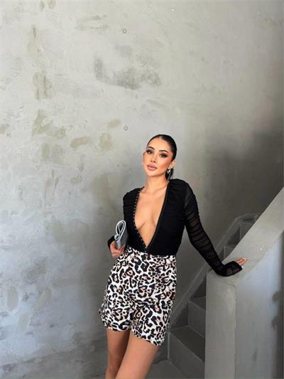 LEOPAR DESEN ŞORT - Bej