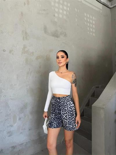 LEOPAR DESEN ŞORT - Gri