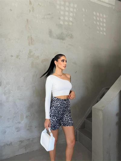 LEOPAR DESEN ŞORT - Gri