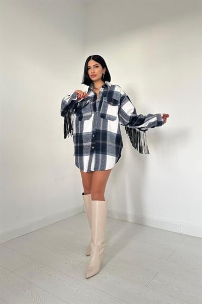 Lacivert Arkası Püsküllü Gömlek