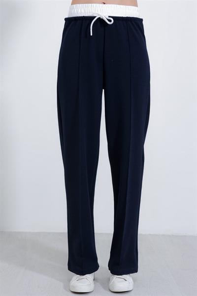 Lacivert Bol Paça Çımalı Pantolon 6662