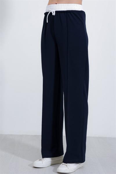 Lacivert Bol Paça Çımalı Pantolon 6662