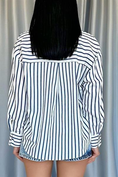 Lacivert Çizgili Gömlek