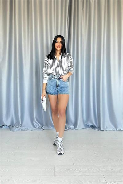 Lacivert Çizgili Gömlek