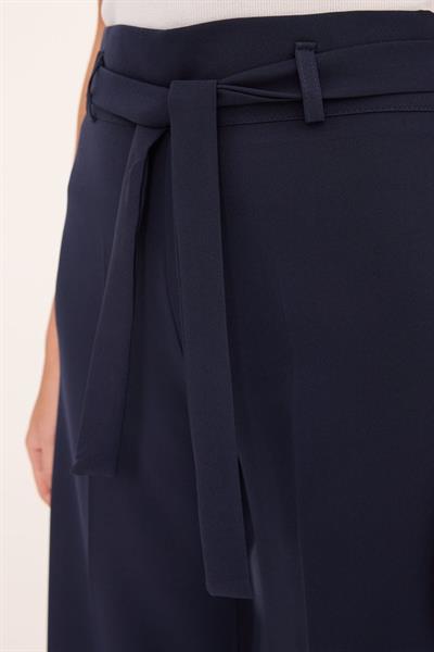 Lacivert Kuşaklı Bol Paça Palazzo Pantolon 6651