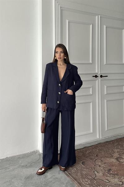 Lacivert Oversize Müslin Takım