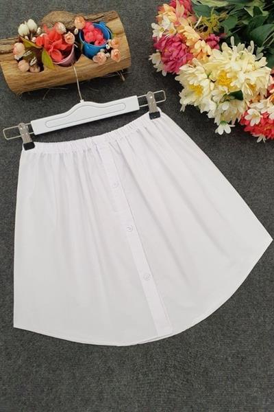 Lastikli Düğmeli Kurtarıcı Gömlek Altı Eteklik -Beyaz