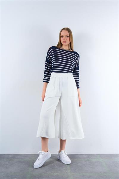 Lastikti Kapri Pantolon - Açık Ekru