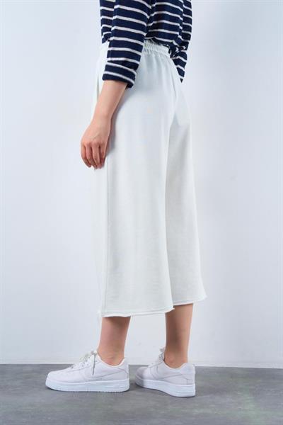 Lastikti Kapri Pantolon - Açık Ekru