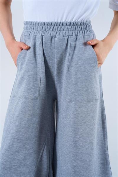 Lastikti Kapri Pantolon - Gri