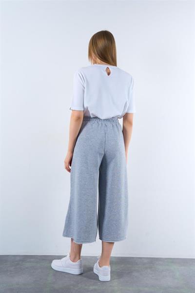 Lastikti Kapri Pantolon - Gri