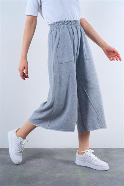 Lastikti Kapri Pantolon - Gri