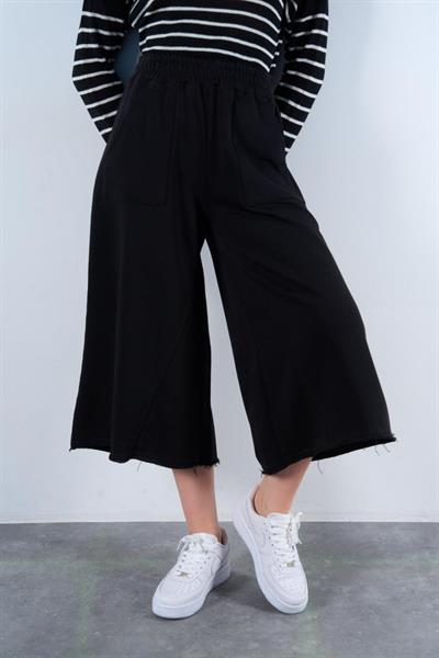 Lastikti Kapri Pantolon - Siyah