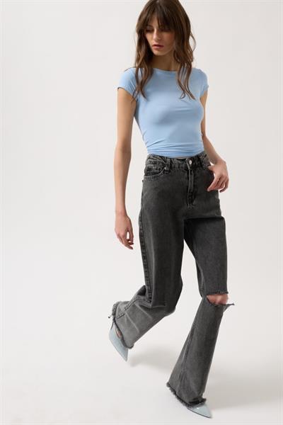 Lazer Kesim Wide Leg Jean