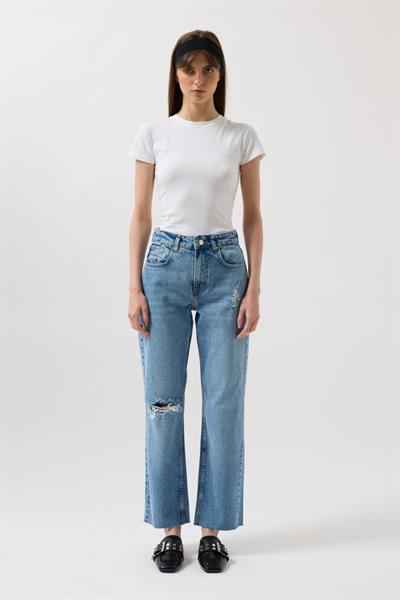 Lazer Kesim Yüksek Bel Jean