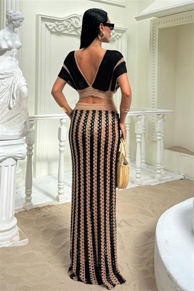 Leighton Çizgili Ajurlu Takım 9846