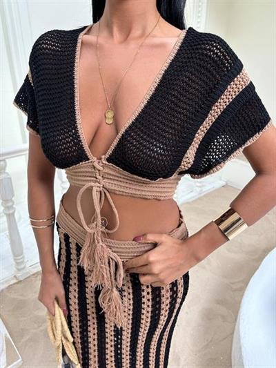 Leighton Çizgili Ajurlu Takım 9846