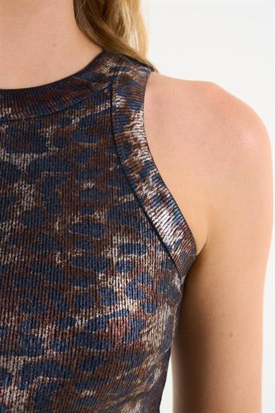 Leopar Desenli Atlet - Siyah-Gümüş