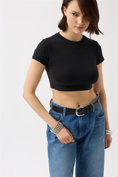 Likralı Basic Crop T-Shirt