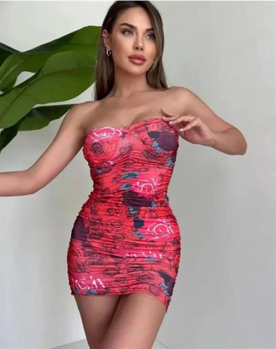 Likralı Dilber Elbise - Kırmızı