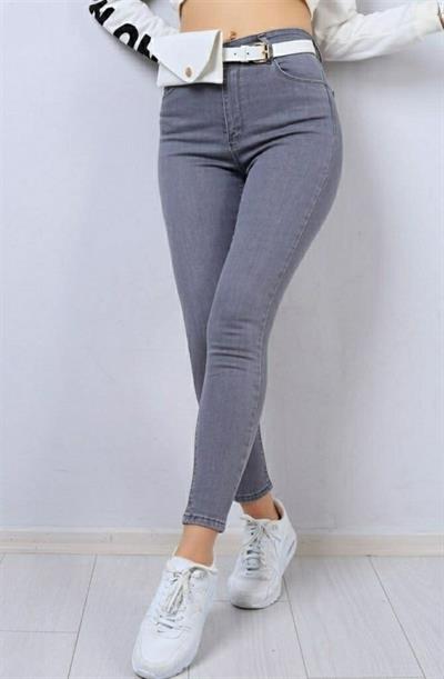 Likralı Yüksek Bel Jean Pantolon