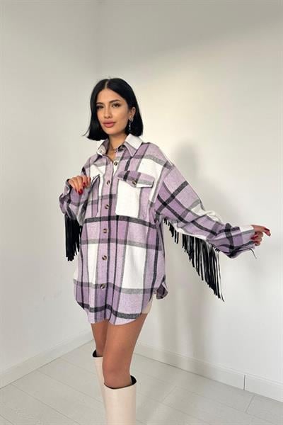 Lila Arkası Püsküllü Gömlek