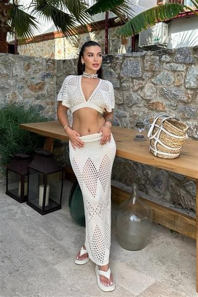 Lindsey Kroşe Crop Takım 9847