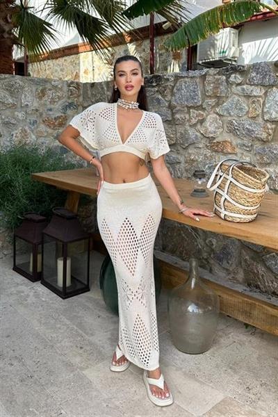 Lindsey Kroşe Crop Takım 9847