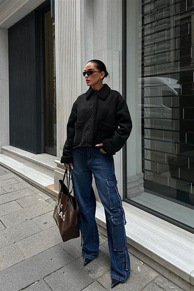 Lolita Uzun Kollu Süet Ceket 6115