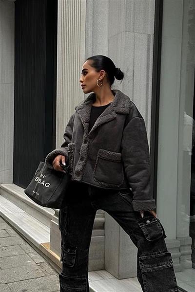 Lolita Uzun Kollu Süet Ceket 6115
