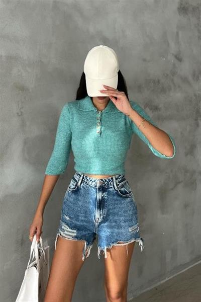 LorisBağlamalı Crop Triko 1062-02