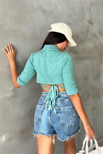 LorisBağlamalı Crop Triko 1062-02