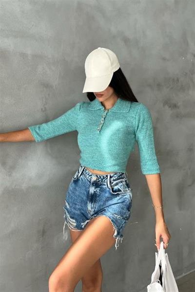 LorisBağlamalı Crop Triko 1062-02