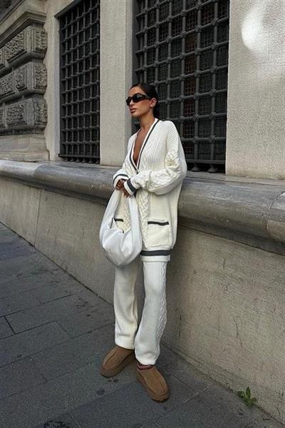 Lunadel Triko Hırka Pantolon Takım 9974