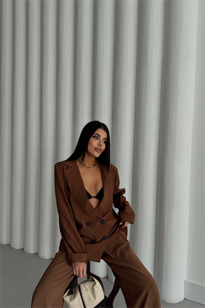 MODAL 4 DÜĞME ASTARSIZ CEKET - PANTOLON TAKIM - Kahverengi