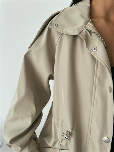 MONT BEL BÜZGÜ BALIKÇI YAKA SOFT KUMAŞ - Taş