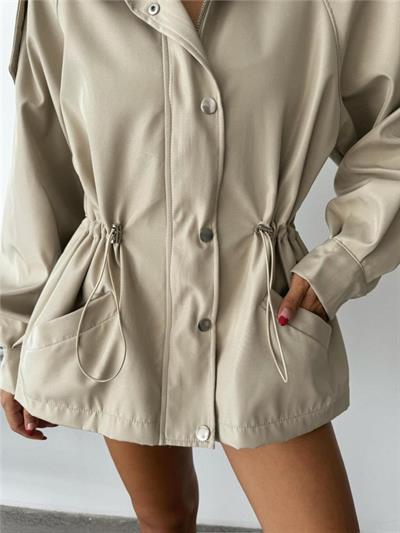 MONT BEL BÜZGÜ BALIKÇI YAKA SOFT KUMAŞ - Taş