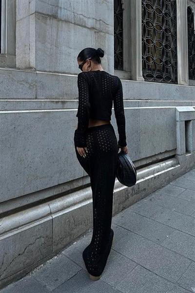 Macey Kroşe Crop Takım 9882