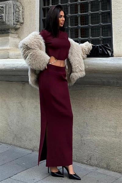 Maje Sırt Zincir Detay Etek Bluz Takım 9884