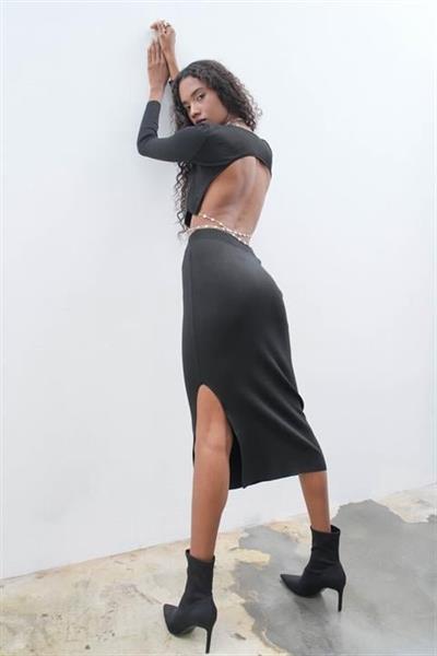 Maje Sırt Zincir Detay Etek Bluz Takım 9884