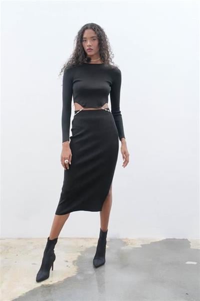 Maje Sırt Zincir Detay Etek Bluz Takım 9884