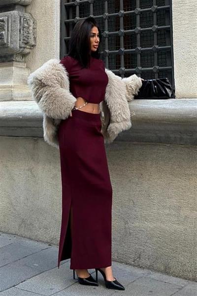 Maje Sırt Zincir Detay Etek Bluz Takım 9884