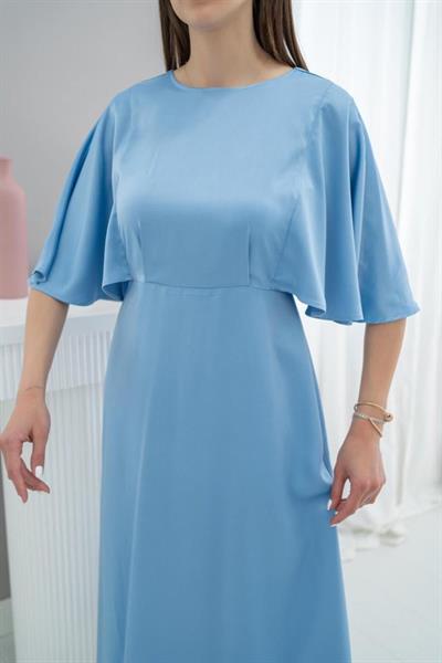Mavi Arkası Bağcıklı Elbise