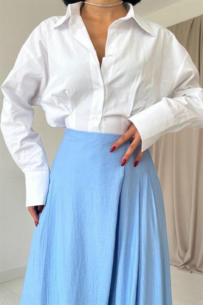 Mavi Çilek Kumaş Pantolon